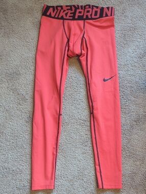Nike Men's Bright Red Dri Fit Compression Leggings